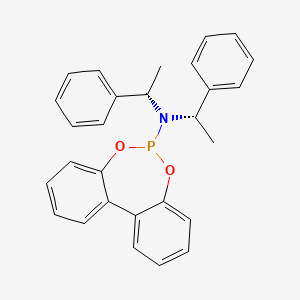 Chemical structure of N,N-Bis((S)-1-phenylethyl)dibenzo[d,f][1,3,2]dioxaphosphepin-6-amine