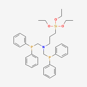 Chemical structure of N,N-Bis[(diphenylphosphino)methyl]-3-(triethoxysilyl)propylamine