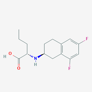 Chemical structure of N-[(2S)-6,8-Difluoro-1,2,3,4-tetrahydro-2-naphthalenyl]-L-norvaline