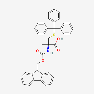 Chemical structure of N-[(9H-Fluoren-9-ylmethoxy)carbonyl]-2-methyl-S-(triphenylmethyl)-L-cysteine