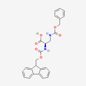 Chemical structure of N-[(9H-Fluoren-9-ylmethoxy)carbonyl]-3-[[(phenylmethoxy)carbonyl]amino]-D-alanine