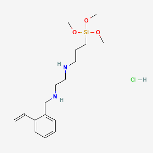 Chemical structure of N-[2-(N-Vinylbenzylamino)ethyl]-3-aminopropyltrimethoxysilane Hydrochloride (30-40% in Methanol)