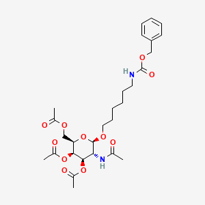 Chemical structure of N-[6-[[3,4,6-Tri-O-acetyl-2-(acetylamino)-2-deoxy-beta-D-galactopyranosyl]oxy]hexyl]carbamic acid phenylmethyl ester