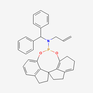 Chemical structure of N-allyl-N-benzhydryl-9,10-dihydrodiindeno[7,1-de:1',7'-fg][1,3,2]dioxaphosphocin-5-amine