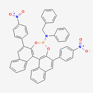 Chemical structure of N-benzyl-2,6-bis(4-nitrophenyl)-N-phenyldinaphtho[2,1-d:1',2'-f][1,3,2]dioxaphosphepin-4-amine