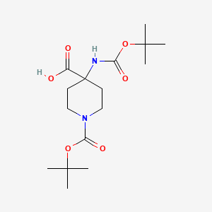 Chemical structure of N-BOC-Amino-(4-N-BOC-piperidinyl)carboxylic acid