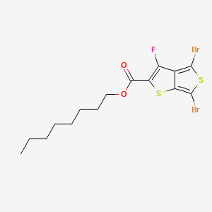 Chemical structure of n-Octyl 4,6-Dibromo-3-fluorothieno[3,4-b]thiophene-2-carboxylate
