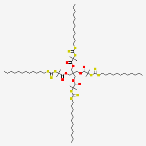 Chemical structure of Pentaerythritol tetrakis[2-(dodecylthiocarbonothioylthio)-2-methylpropionate]