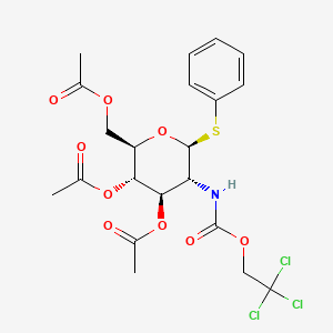Chemical structure of Phenyl 2-deoxy-1-thio-2-[[(2,2,2-trichloroethoxy)carbonyl]amino]-β-D-glucopyranoside 3,4,6-triacetate