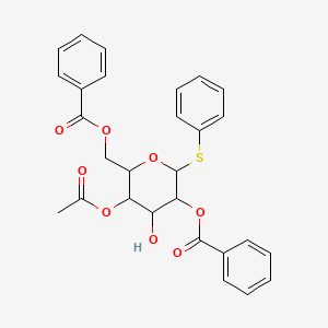 Chemical structure of Phenyl 4-O-acetyl-2,6-di-O-benzoyl-1-thio-β-thio-β-D-galactopyranoside