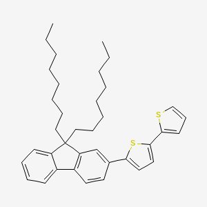 Chemical structure of Poly[(9,9-di-n-octylfluorenyl-2,7-diyl)-alt-2,2'-bithiophene-5,5'-diyl)]