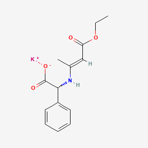 Chemical structure of Potassium (R)-2-((4-ethoxy-4-oxobut-2-en-2-yl)amino)-2-phenylacetate