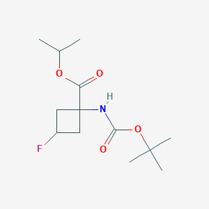 Chemical structure of Propan-2-yl 1-{[(tert-butoxy)carbonyl]amino}-3-fluorocyclobutane-1-carboxylate