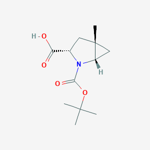 Chemical structure of rel-(1R,3R,5R)-2-(tert-Butoxycarbonyl)-5-methyl-2-azabicyclo[3.1.0]hexane-3-carboxylic acid