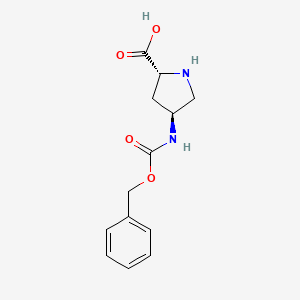 Chemical structure of rel-(2R,4S)-4-(((benzyloxy)carbonyl)amino)pyrrolidine-2-carboxylic acid