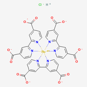 Chemical structure of Ruthenate(4-), tris[[2,2'-bipyridine]-4,4'-dicarboxylato(2-)-N1,N1']-, hydrogen chloride (1:6:2), (OC-6-11)-