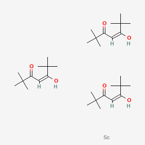 Chemical structure of Scandium(III) tris(2,2,6,6-tetramethyl-3,5-heptanedionate) hydrate