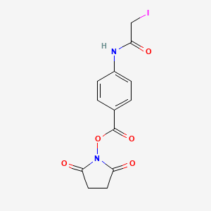 Chemical structure of N-Succinimidyl-4-((iodoacetyl)amino)benzoate