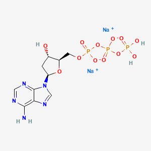 Chemical structure of Sodium ((2R,3S,5R)-5-(6-amino-9H-purin-9-yl)-3-hydroxytetrahydrofuran-2-yl)methyl dihydrogentriphosphate
