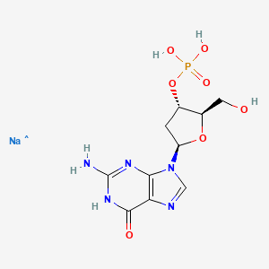 Chemical structure of Sodium (2R,3S,5R)-5-(2-amino-6-oxo-1,6-dihydro-9H-purin-9-yl)-2-(hydroxymethyl)tetrahydrofuran-3-yl phosphate