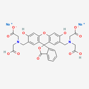 Chemical structure of Sodium 2',7'-bis((bis(carboxymethyl)amino)methyl)-3'-hydroxy-3-oxo-3H-spiro[isobenzofuran-1,9'-xanthen]-6'-olate
