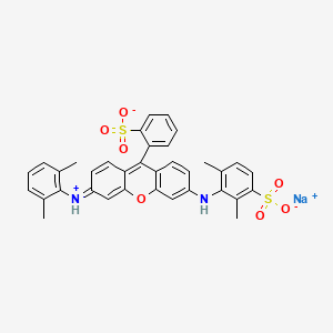 Chemical structure of Sodium 3-((6-((2,6-dimethylphenyl)amino)-9-(2-sulfonatophenyl)xanthylium-3-yl)amino)-2,4-dimethylbenzenesulfonate
