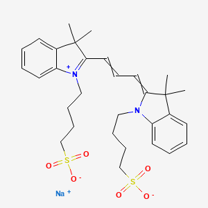 Chemical structure of Sodium 4-((E)-2-((E)-3-(3,3-dimethyl-1-(4-sulfonatobutyl)-3H-indol-1-ium-2-yl)allylidene)-3,3-dimethylindolin-1-yl)butane-1-sulfonate
