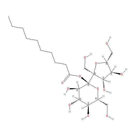 Chemical structure of Sucrose monodecanoate