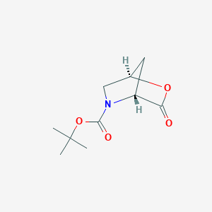 Chemical structure of tert-Butyl (1R,4R)-3-oxo-2-oxa-5-azabicyclo[2.2.1]heptane-5-carboxylate