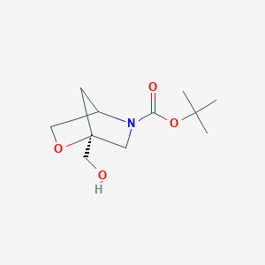 Chemical structure of tert-Butyl (1S)-1-(hydroxymethyl)-2-oxa-5-azabicyclo[2.2.1]heptane-5-carboxylate