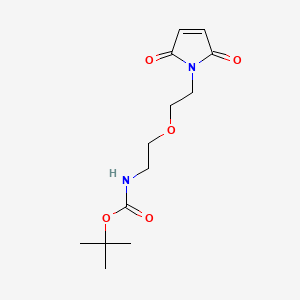 Chemical structure of Tert-butyl (2-(2-(2,5-dioxo-2,5-dihydro-1H-pyrrol-1-yl)ethoxy)ethyl)carbamate