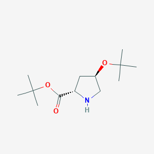 Chemical structure of tert-Butyl (2S,4R)-4-(tert-Butoxy)pyrrolidine-2-carboxylate