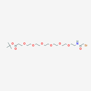 Chemical structure of tert-Butyl 1-bromo-2-oxo-6,9,12,15,18,21-hexaoxa-3-azatetracosan-24-oate