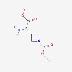 Chemical structure of tert-Butyl 3-(1-amino-2-methoxy-2-oxoethyl)azetidine-1-carboxylate