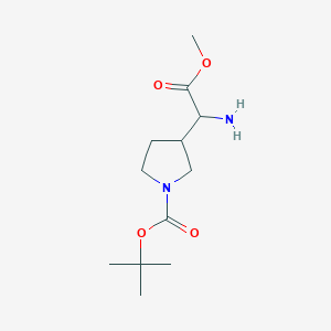 Chemical structure of tert-Butyl 3-(1-amino-2-methoxy-2-oxoethyl)pyrrolidine-1-carboxylate