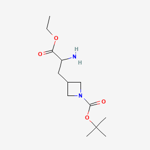 Chemical structure of tert-Butyl 3-(2-amino-3-ethoxy-3-oxopropyl)azetidine-1-carboxylate