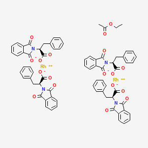 Chemical structure of Tetrakis[N-phthaloyl-(S)-phenylalaninato]dirhodium ethyl acetate adduct