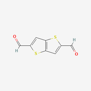 Chemical structure of Thieno[3,2-b]thiophene-2,5-dicarbaldehyde