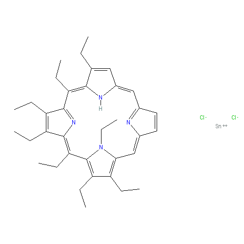 Chemical structure of Tin(IV) octaethylporphine dichloride