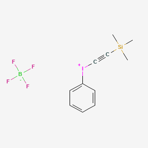 Chemical structure of Trimethylsilylethynyl(phenyl)iodonium Tetrafluoroborate