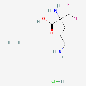 Chemical structure of DL-α-Difluoromethylornithine (hydrochloride hydrate)