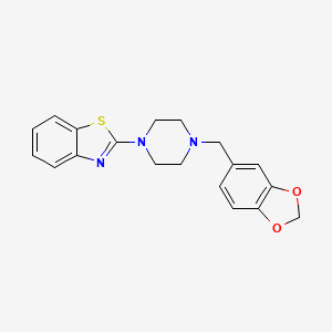 Chemical structure of 2-[1-(4-Piperonyl)piperazinyl]benzothiazole
