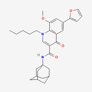 Chemical structure of 4-Quinolone-3-Carboxamide Furan CB2 Agonist