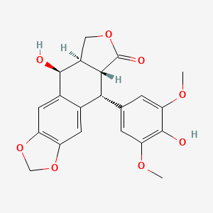 Chemical structure of 4'-Demethylepipodophyllotoxin