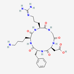 Chemical structure of Cyclo (-RGDfK)