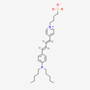 Chemical structure of RH 421 (N-(4-Sulfobutyl)-4-(4-(4- (dipentylamino)phenyl)butadienyl) pyridinium, inner salt)