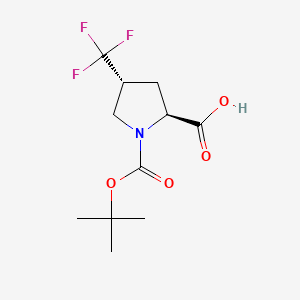 Chemical structure of (2S,4R)-1-Boc-4-trifluoromethylpyrrolidine-2-carboxylic acid