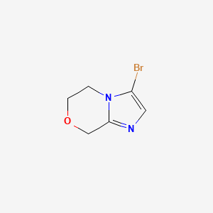 Chemical structure of 3-bromo-5H,6H,8H-imidazo[2,1-c][1,4]oxazine