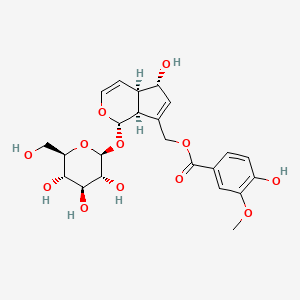 Chemical structure of 10-O-Vanilloylaucubin