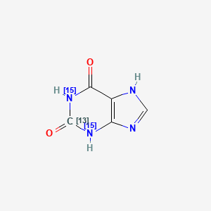 Chemical structure of Xanthine-13C,15N2